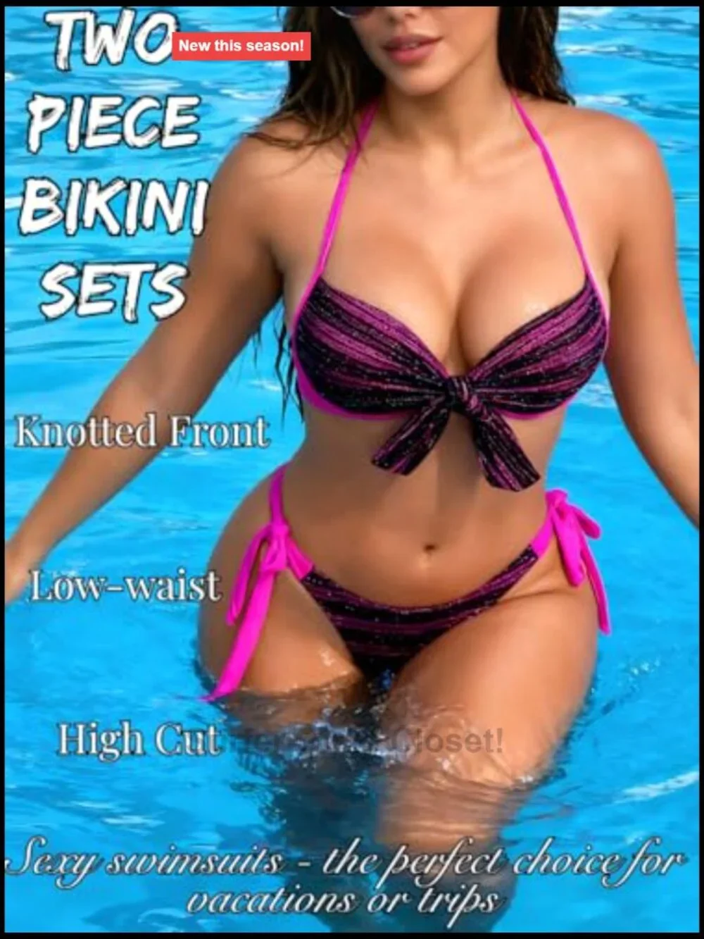 Push Up Bikini Set, Halter String High Cut, Underwire Cheeky, 2 Piece Swimwear
